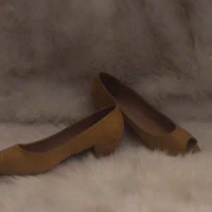 Mustard colored peep toe